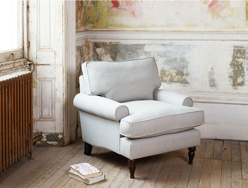 Cooksbridge chair in Spill Resistant Simple Stripe Bilberry